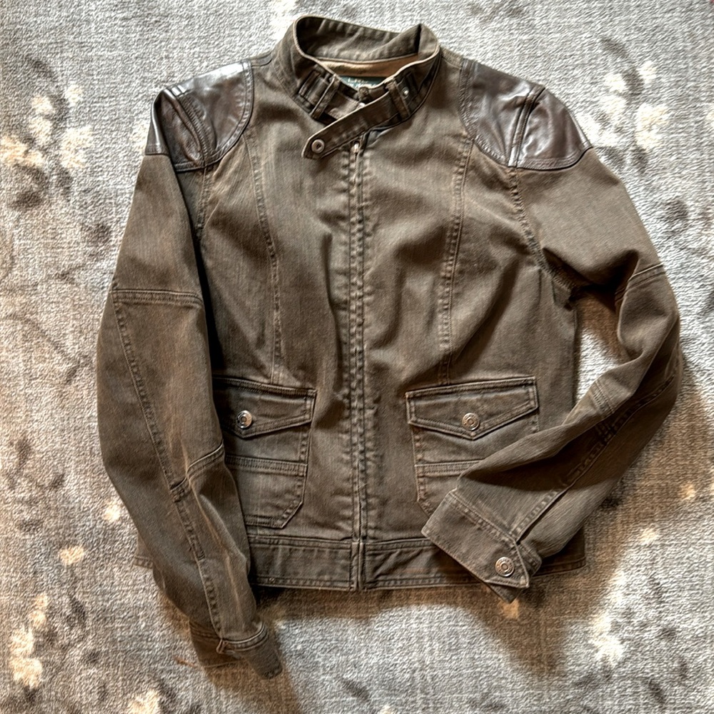 Women’s vintage LRL Ralph Lauren Jeans Co denim and leather biker jacket
